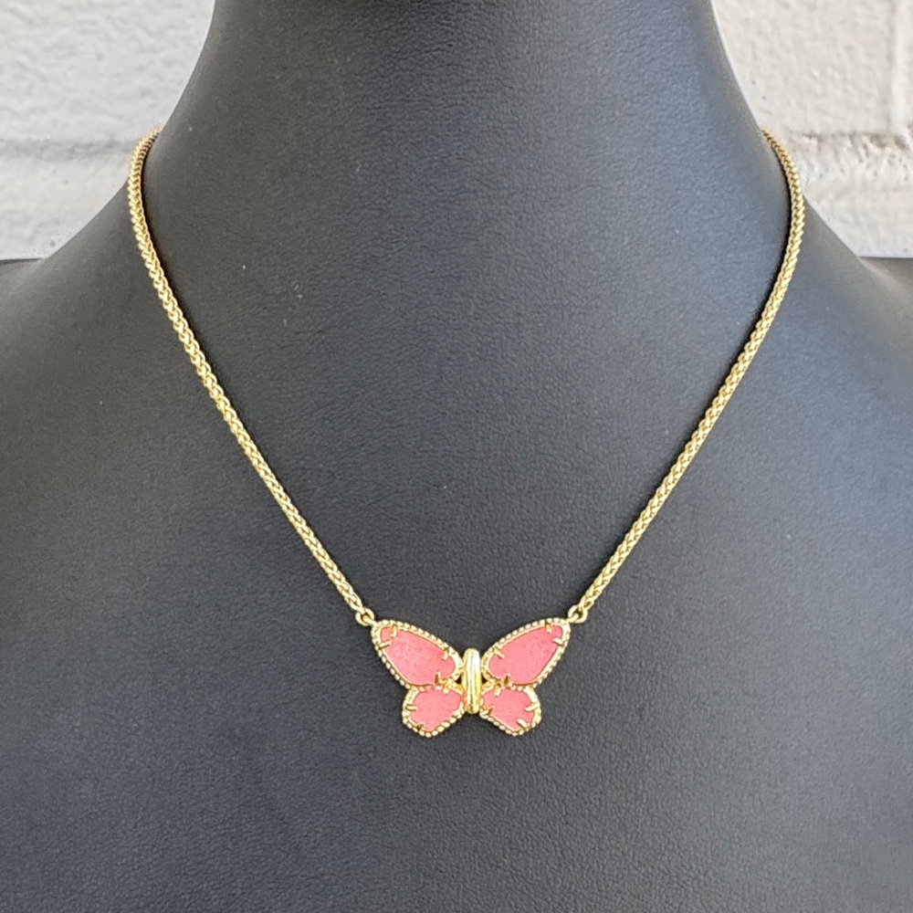 Kendra Scott Dolly Parton Gold & Pink Drusy Butterfly Necklace